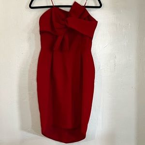 Adelyn Rae red bow strapless cocktail dress